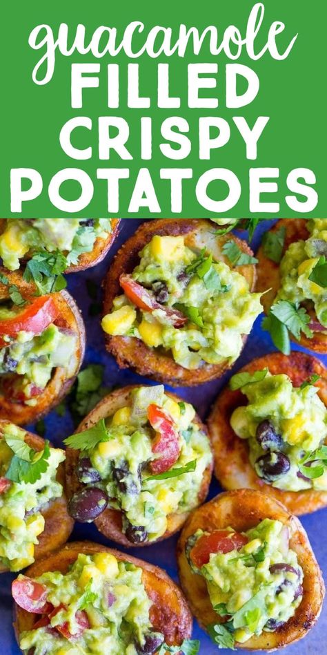 Guacamole Ingredients, Sweet Potatoe Bites, Vegan Appetizers Recipes, Fancy Appetizers, Sweet Potato Skins, Seasoned Potatoes, Potato Bites, Potato Skins, Vegan Appetizers