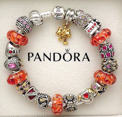 Pandora Bracelet #Orange Pandora Charms Pink, Pandora Bracelet Charms Ideas, Pandora Bracelet Designs, Pandora Jewelry Charms, Pandora Pink, Orange Bracelet, Wrist Jewelry, Pandora Bracelet Charms, Pandora Bracelets