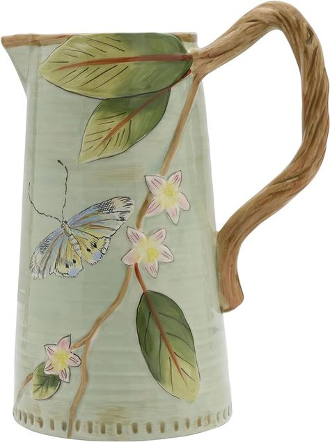 Amazon.com: Fitz & Floyd Fitz and Floyd Toulouse Pitcher, 2 1/2-Quart, Green : Home & Kitchen Springtime In Paris, Pastel Blue Background, Drink Pitcher, Pitcher Vase, Floral Vase, Fitz And Floyd, Colorful Birds, Joss And Main, Toulouse