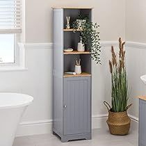 Bamboo Shelves, Bathroom Shelf Cabinet, Tall Bathroom Cabinet, Grey Bathroom Furniture, Freestanding Bathroom Storage, Bamboo Cabinets, Storing Towels, Bathroom Tall Cabinet, Bathroom Furniture Storage