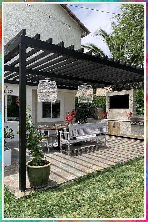 Looking to enhance your outdoor space? Check out these 7 useful ideas for a pergola attached to house in our ultimate guide. From design tips to DIY instructions, this pin has everything you need to create the perfect outdoor oasis. Don't miss out on these inspiring ideas for your pergola project! Useful Ideas, Modern Pergola, Pergola Attached To House, Backyard Renovations, Backyard Remodel, Backyard Pergola, Stylish Art, Backyard Retreat, Outdoor Decor Backyard