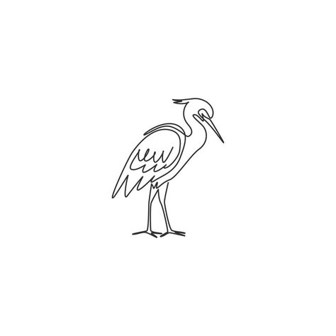 One Continuous Line Drawing, Bird Mascot, Silhouette Drawing, Logo Identity, Single Line Drawing, Continuous Line Drawing, Single Line, Continuous Line, Blue Heron