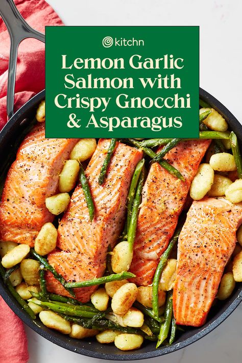 Pan-Fried Gnocchi Stars in this Skillet Salmon Dinner Salmon With Gnocchi, Gnocchi Salmon Recipes, Gnocchi And Salmon, Gnocchi With Salmon, Salmon And Gnocchi, Salmon Gnocchi Recipe, Salmon And Gnocchi Recipes, Gnocchi Salmon, Salmon Gnocchi