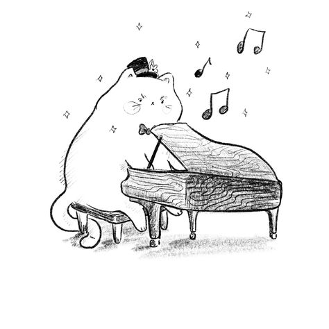 Little man (lonely cat boy) plays his tunes on the piano 🧃 Created in Procreate :) Cat Playing Piano Drawing, Playing Piano Drawing, Cat Playing Piano, Piano Drawing, Piano Easy, Tiger Love, Cat Boy, Music Stickers, Cat Boys