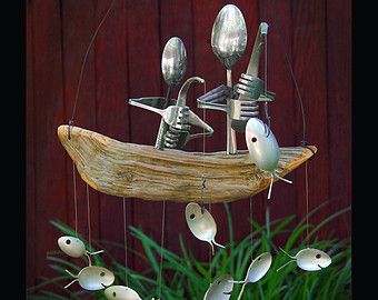 Fishing Couples, Mountain Crafts, Cutlery Art, Silverware Crafts, Spoons And Forks, Silverware Art, Spoon Art, Fish Sculpture, Presents For Dad