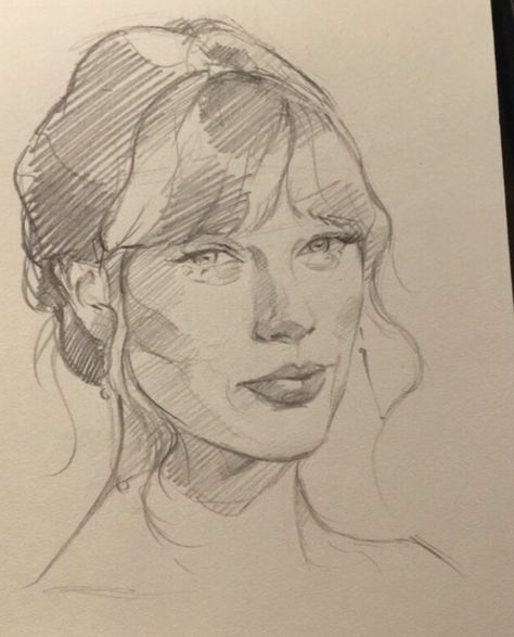 Portrait Drawing Of Celebrities, Sketch Ideas Taylor Swift, Human Sketch Ideas, Sketches Taylor Swift, Taylor Swift Portrait Drawing, Human Portrait Drawing, Taylor Swift Sketch Pencil, Sketches Celebrities, Sketch Taylor Swift