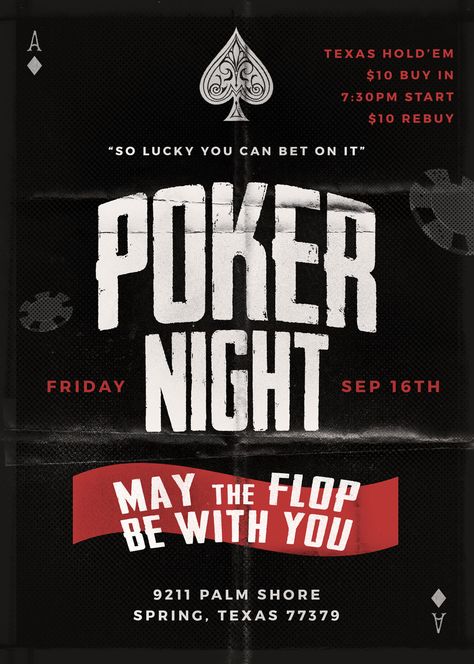 Poker Night Flyer Poker Design Graphics, Casino Ads Design, Poker Poster Design, Poker Poster, Kv Design, Pub Quizzes, Pop Up Invitation, Poker Party, Poker Tournament