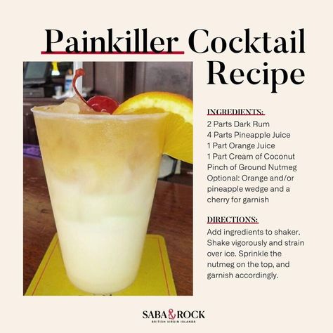 Painkiller Drink, Painkiller Recipe, Liquor Recipes, Recipes Drinks, Cocktail Drinks Alcoholic, Mixed Drinks Alcohol, Yummy Alcoholic Drinks, Liquor Drinks, Rum Drinks