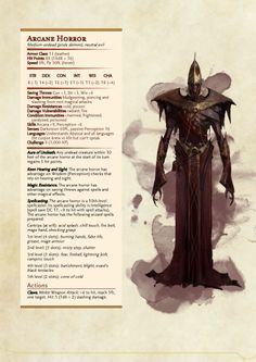 DnD 5e Homebrew. Arcane horror undead pride demon Dnd Undead, Dm Resources, Stat Block, Homebrew Monsters, Dnd Monster, Monster Manual, Dnd Stats, Dnd Homebrew, Dnd Races