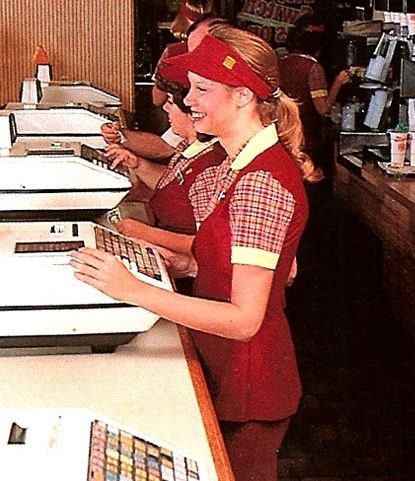 Burger King uniform, my first fast food job 1984 I wore the same uniform Mens Fashion 50s, Employee Uniform, 90s Fashion Women, Staff Uniforms, Music Album Covers, Work Uniforms, Vintage Memory, Burger King, Vintage Recipes