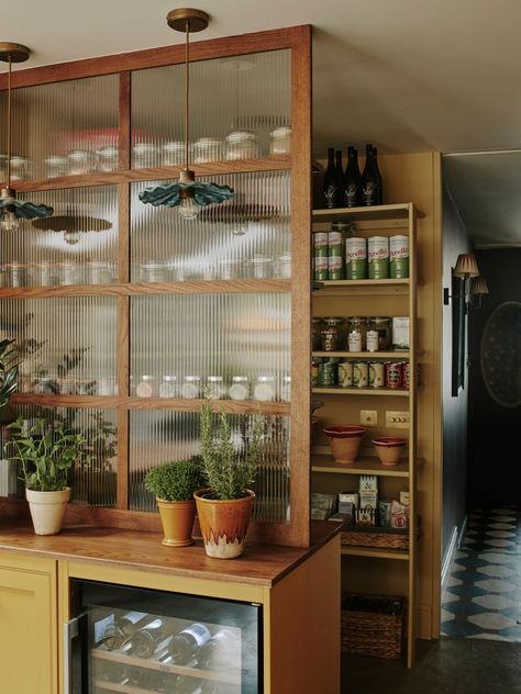 Scullery Ideas, Loft Style Apartment, Recessed Shelves, Sitting Room Design, Clever Kitchen Storage, Victorian Townhouse, Reeded Glass, London House, Kitchen Extension