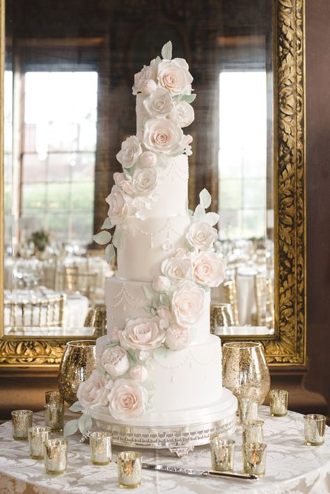 5 Tier Wedding Cake, Classy Wedding Cakes, 5 Tier Wedding Cakes, Cake Styles, Wedding Cake Cookies, Pretty Wedding Cakes, Big Wedding Cakes, Elegant Birthday Cakes, Dream Wedding Cake