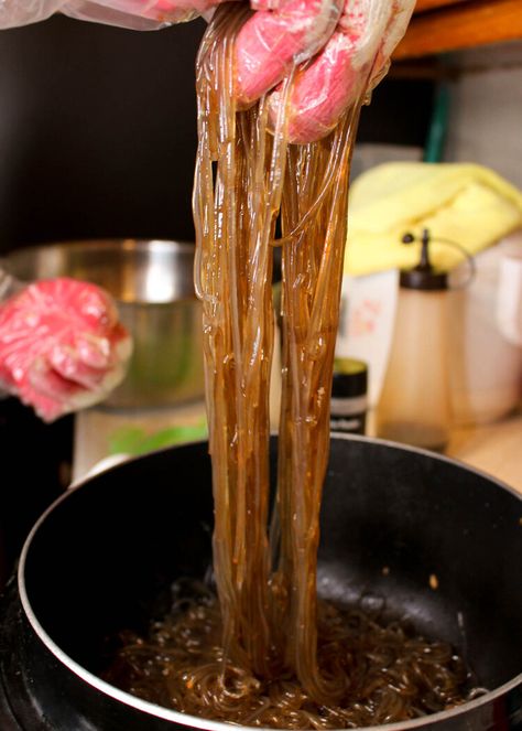 The BEST Japchae Recipe (Korean Glass Noodle Stir Fry) | 잡채 — ahnesty Chapchae Recipe, Ahnest Kitchen, Japchae Recipe Korean, Glass Noodle Stir Fry, Japchae Noodles, Japchae Recipe, Japanese Gyoza, Seasoned Vegetables, Glass Noodles Recipe