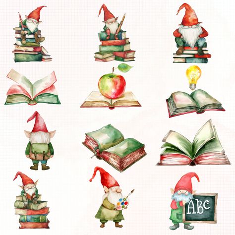 Backt o school gnome Teacher Gnome, School Watercolor, Clipart Teacher, Gnome Watercolor, Back To School Clipart, Gnome Clipart, School Clipart, Market Place, Watercolor Clipart