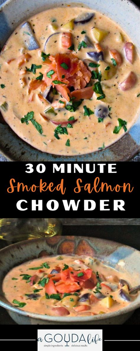 Smoked Trout Chowder, Smoked Salmon Chowder Crockpot, Smoked Salmon Soup Recipes, Smoked Salmon Soup, Salmon Stew Southern, Smoked Salmon Chowder Recipe, What To Make With Smoked Salmon, Easy Smoked Salmon Recipes, What To Do With Smoked Salmon