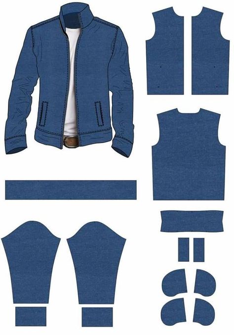 Diy Fashion Tops, Pola Jaket, Mens Jacket Pattern, Men Pants Pattern, Mens Shirt Pattern, Mens Sewing Patterns, Projek Menjahit, T Shirt Sewing Pattern, Shirt Sewing Pattern