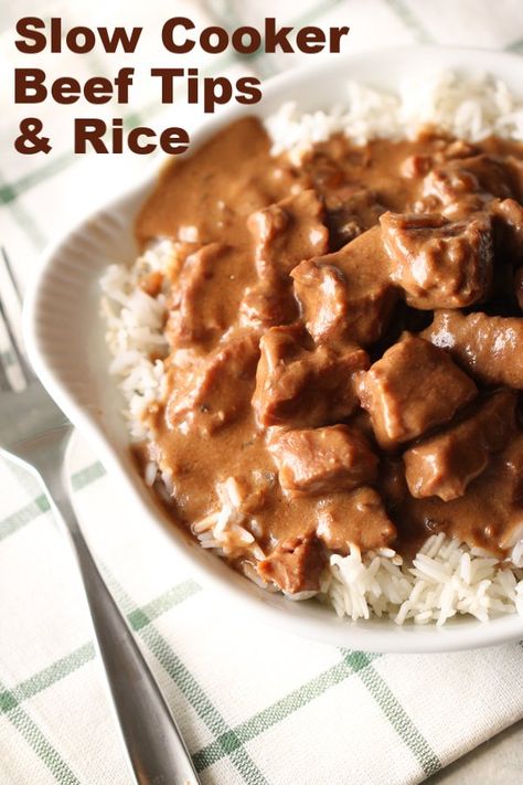 Stew Beef And Rice, Beef Tips Over Rice, Slow Cooker Beef Tips, Crockpot Favorites, Beef Tips And Rice, Crock Pot Beef Tips, Rice And Gravy, Stew Beef, Beef Tips And Gravy