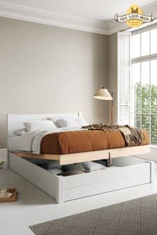 Wooden Beds With Storage, Beds White, Wooden Bed With Storage, Beds With Storage, White Ottoman, Wooden Beds, Wood Ottoman, Wooden Bed Frame, White Bed Frame