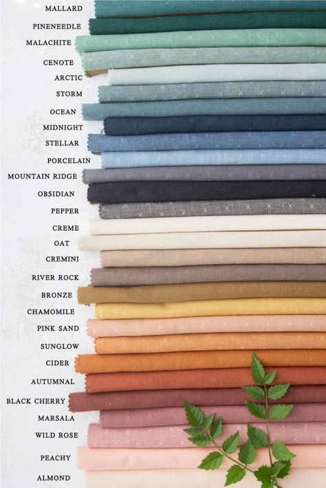 Colour Shade Card, Unique Sewing Patterns, Color Knowledge, Colette Patterns, Colour Combinations Fashion, Shade Card, Color Combinations For Clothes, Homespun Fabric, Chambray Fabric