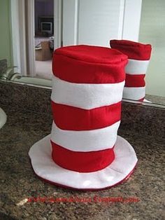 step by step how to make a Dr.Suess hat.  Could be a hat, centerpiece or goodie bag ! Dr Seuss Diy Costumes, Seuss Costumes, Dr Seuss Costumes, Seussical Jr, Cat In The Hat Party, Dr Seuss Hat, Dr Seuss Crafts, Seuss Crafts, Hat Birthday