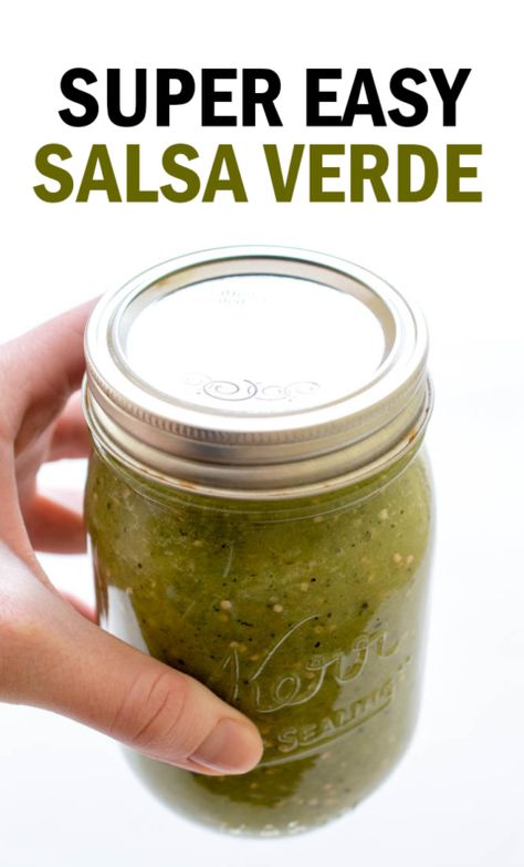 Super Easy Salsa Verde Easy Salsa Verde Recipe, Easy Salsa Verde, Mexican Salsa Verde, Tomatillo Recipes, Preserved Food, Quick Salsa, Staple Recipes, Homemade Salsa Verde, Chef Savvy