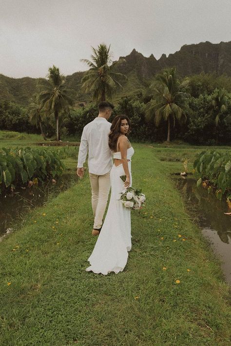 Hawaii Wedding Dress, Colorful Weddings, Jungle Wedding, Wedding Color Palettes, Ranch Weddings, Hawaii Wedding Photography, Kualoa Ranch, Be Classy, Kauai Wedding