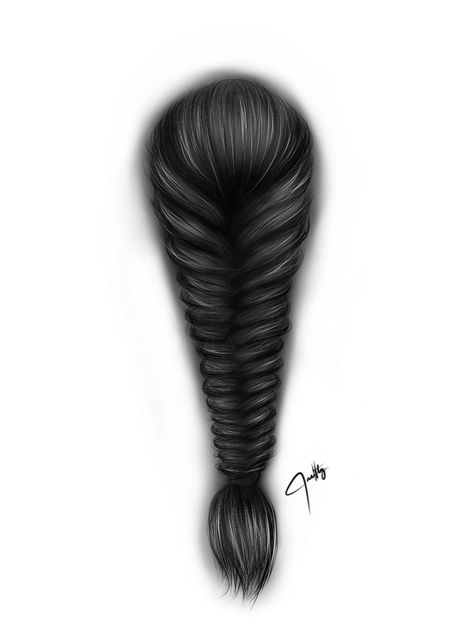 Braid Drawing Reference, Highlights Drawing, Braid Drawing, Draw Braids, Fish Braid, Drawing Fish, How To Draw Braids, Fishtail Braid, Red Highlights