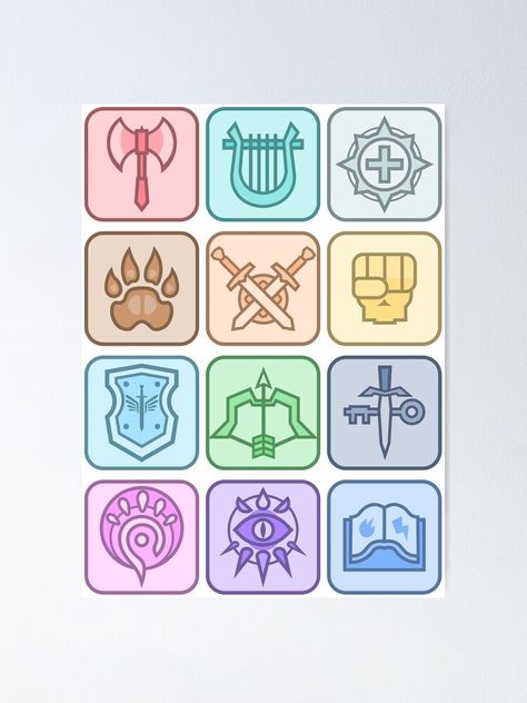 Graphic Design Schedule, Game Icon Design, Tech Image, Dungeons And Dragons Accessories, Game Card Design, Dragon Icon, Dungeon Master's Guide, Dnd Classes, D Craft