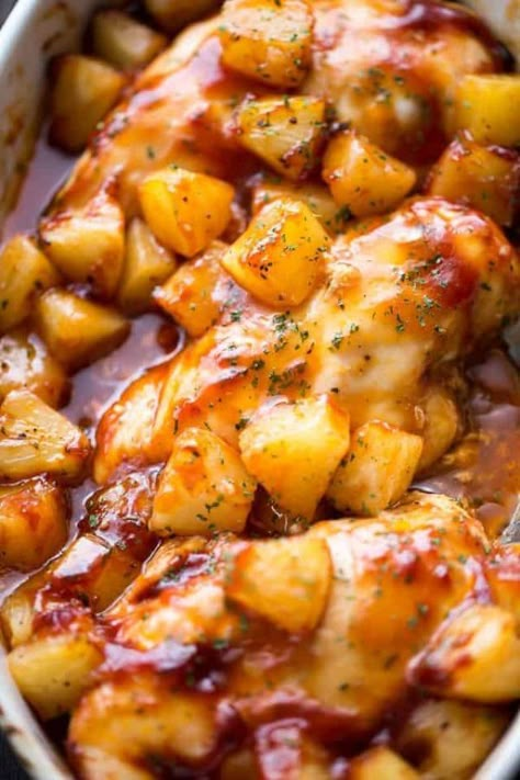 Crockpot Pineapple Chicken, Chicken Bbq Sauce, Honey Barbecue Sauce, Pineapple Chicken Recipes, Barbecue Chicken Recipe, Delicious Chicken Breast Recipes, Honey Barbecue, Chicken Bbq, Chicken And Potatoes