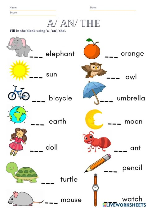 Articles online worksheet for Grade 2. You can do the exercises online or download the worksheet as pdf. Teaching Syllables, Summative Test, Article Grammar, Articles Worksheet, Articles For Kids, Alphabet Activities Kindergarten, Kindergarten Phonics Worksheets, English Worksheets For Kindergarten, Kindergarten Reading Activities