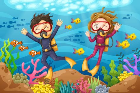 Under The Sea Images, Under The Sea Background, Underwater Background, Sea Life Animals, Mermaid Cartoon, Bawah Air, Under The Ocean, Life Poster, Cute Mermaid