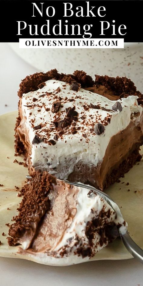 Jello Chocolate Cream Pie, Chocolate Cream Pie Easy Puddings, Easy Chocolate Cream Pie No Bake, Instant Pudding Pie Recipes, Chocolate Cream Pie With Pudding, Jello Pudding Pie Recipes, Chocolate Ice Box Pie, Chocolate No Bake Pie, Pudding Cream Pie