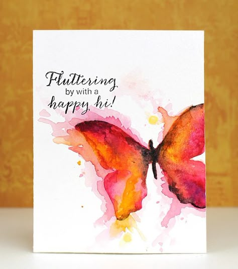 IMG_2688 Water Colour Greeting Cards, Water Colour Butterfly, Ink Butterfly, Add Background, Watercolour Cards, 심플한 그림, Watercolor Butterflies, Penny Black Stamps, Watercolor Butterfly