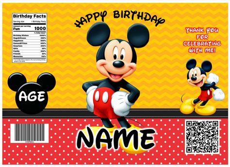 Mickey Mouse Party Favors, Chips Bags, Chip Bag Template, Mickey Mouse Themed Birthday Party, Fiesta Mickey Mouse, Bag Template, Birthday Party Printables, Custom Party Favors, Birthday Crafts