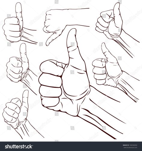 Set of Seven Hands With Thumb Finger Up. Rasterized Version #Ad , #AFFILIATE, #Thumb#Hands#Set#Version Thumbs Up Reference, Thumbs Up Drawing, Ideas Illustration, Male Figure Drawing, Human Anatomy Drawing, Hand Drawing Reference, Human Figure Drawing, Anatomy Sketches, Hand Reference