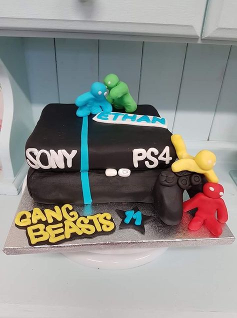 Playstation 4 birthday cake gang beast game theme. 4 Birthday Cake, Gang Beasts, 4 Birthday, 4th Birthday Cakes, Funny Birthday Cakes, Game Themes, Pudding Cake, Planning Ideas, Puddings