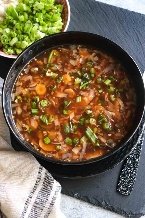 Easy Hot and Sour Soup (Vegetarian, Restaurant Style) – Masalachilli Hot And Sour Soup Recipe Vegetarian, Easy Hot And Sour Soup, Hot N Sour Soup, Spicy Vegetable Soup, Asian Condiments, Hot And Sour Soup Recipe, Sweet And Sour Soup, Sour Soup Recipe, Hot Sour Soup