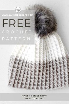 Crochet Hat Free Pattern, Waffle Crochet, Hats Pattern, Crochet Adult Hat, Easy Crochet Hat, Gilet Crochet, Crochet Hat Free, Bonnet Crochet, Crochet Beanie Hat