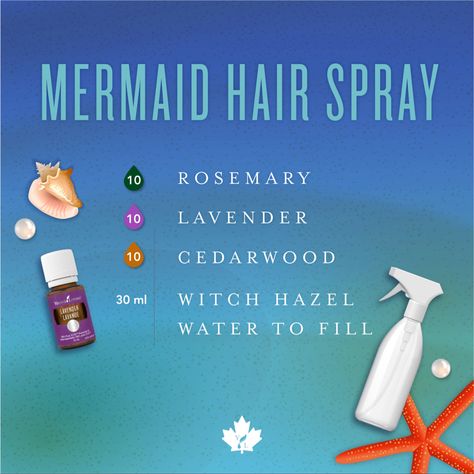 Young Living Hair, Mermaid Hair Spray, Essential Oil Spray Recipes, Young Living Oils Recipes, Essential Oils Young Living, Living Oils Recipes, Essential Oil Beauty, Young Living Essential Oils Recipes, Essential Oil Spray