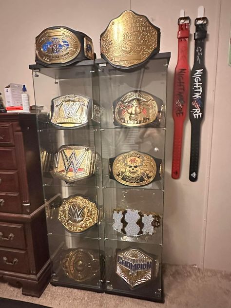 Wrestling Belts, Display Cabinet, House Decor, Home Projects, Belts, Decor Ideas, Wrestling, New Homes, Collectibles