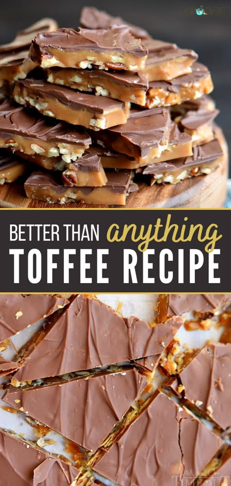 Homemade English Toffee, The Best Toffee Recipe, Toffee Dessert, Chewy Toffee, Cooking Christmas, Toffee Candy, Toffee Recipe, English Toffee, Chocolate And Peanut Butter