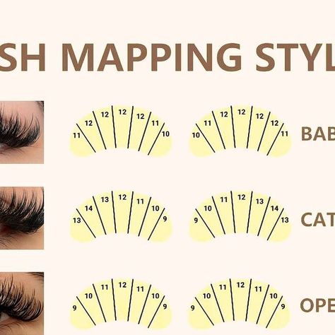 🏆Luxury Lashes Manufacturer on Instagram: "Choose the perfect style EVERY TIME 🤗  We’ve created the perfect guide to choosing the style your client would be most suited to! 🤗  Save this post 📌 so you can refer to it when you need a little reminder! 👁  Do you find this helpful? Let us know! 🥰😘👇 . . . . . . . . . . . . . . . . . . . #lashes #lashextensions #volumelashes #eyelashextensions #eyelashes #lashartist  #lashtech #classiclashes #lashlove  #lashesfordays #hybridlashes #eyelash #classiclashes #wispylashes  #mmlashes #premadelashfans #premadefans #easyfan #rapidfans #eyelashextensionsupplies #easyfanlashes #easyvolumelashes #volumelash  #lashmap #lashmapping#kolybellashofficial" Lash Diameter Chart, Different Lash Extension Styles Chart, Lash Length Chart, Beginner Classic Lash Map, Types Of Lash Extension Styles Chart, Laubess Lashes Map, Lash Guide, Lash Extensions Explained, Eyelash Extension Supplies