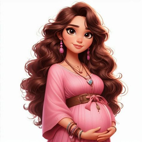 Pregnant Women Illustration, Pregnant Cartoon, Goth Disney, Ladies Design, Baby Shower Pictures, 7 Months Pregnant, Thali Decoration Ideas, Pregnancy Art, Animation Art Character Design