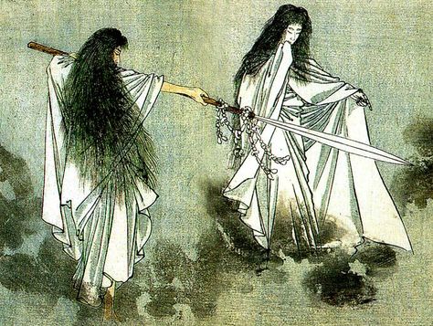 Izanagi and Izanami Izanami No Mikoto, Japanese Myth, Creation Myth, Oh My Goddess, Japanese Mythology, Japanese Folklore, Ancient Mythology, Gods Goddesses, Mystical Creatures