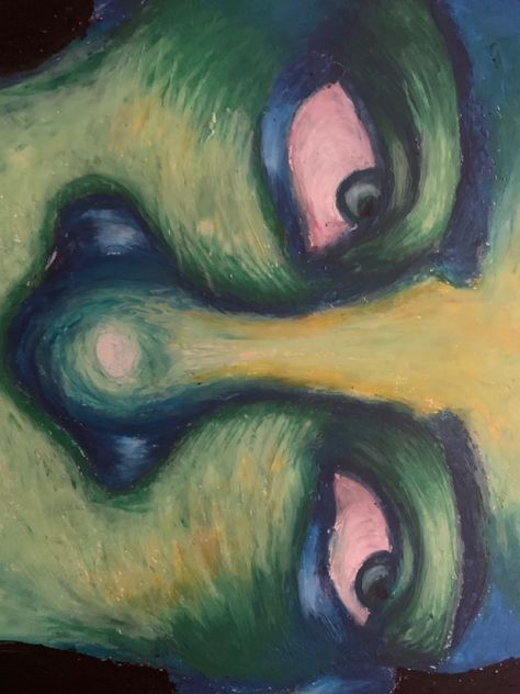 Unexpected Beauty Art, Weird Oil Pastel Art, Expressionist Art Paintings, Split Complimentary Colors Art, Weird Painting Ideas On Canvas, Weird Art Inspiration, Weird Art Styles, Abstract Faces Painting, Expressionism Art Easy