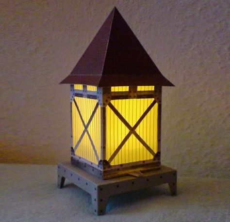 Decorative Paper Model Lantern Lantern Template Free Printable, German Lantern Craft, Diy Cardboard Lantern Template, Free Lantern Svg, Free Paper Lantern Svg, Free Paper Models, Lantern Lamp, Papercraft Templates, Diy Lanterns