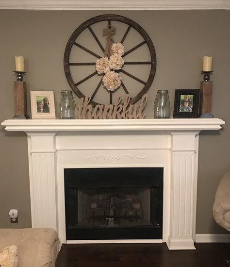 Fireplace Mantle Decor: Wagon Wheel Farm Wheel Decor, Wagon Wheel Wall Decor Ideas, Wagon Wheel Decor Indoor Wall Ideas, Wagon Wheel Decor Indoor, Metal Wagon Wheel Wreaths, Wagon Wheel Address Sign, Wagon Wheel Wall Decor, Canyon House, Wagon Wheel Decor