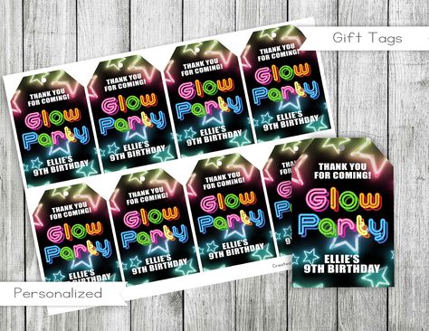 Excited to share the latest addition to my #etsy shop: Glow Party Birthday Thank you Tags, Glow in Dark Favor Tags, Glowing Party Gift Tags, digital, Personalized #glowparty #gifttags #birthday https://etsy.me/3oeslV7 Halloween Theme Birthday, Dont Say Baby Game, June Bug, Movie Birthday, Birthday Gift Tags, Labels Printables Free, Glow In Dark, Glow Party, Diy Tags