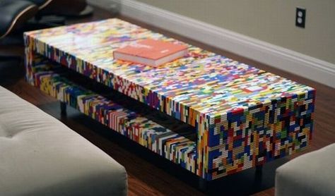 20 Cool Furniture Designs Made Out of Legos | Daily source for inspiration and fresh ideas on Architecture, Art and Design Lego Furniture Ideas, Lego Diy Projects, Table Lego, Creative Coffee Table, Lego Furniture, Made Coffee Table, Diy Lego, Lego Wall, Lego Diy