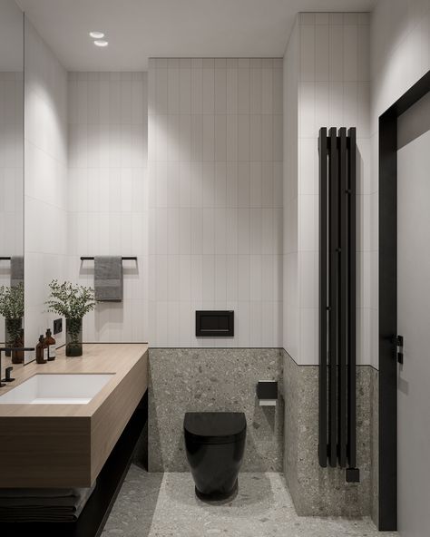 Small Office Bathroom Design, Bathroom Office Design, Monotone Bathroom, Green Modern Bathroom, Restroom Interior Design, Toilet Interior Design, Restroom Interior, Office Bathroom Design, Toilet Interior